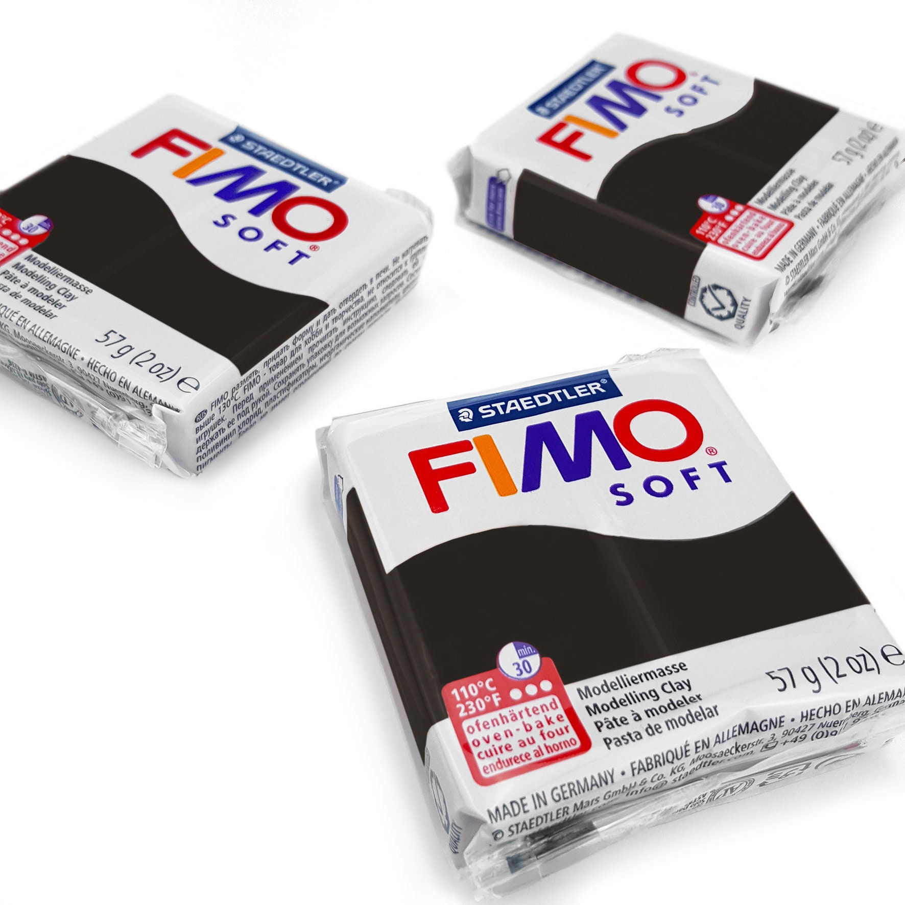  Fimo - Arcilla polimérica suave, 2 onzas, color negro : Arte y  Manualidades