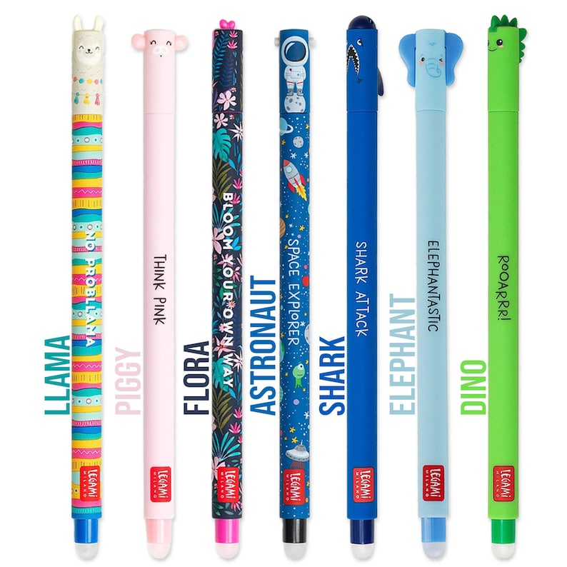 Uitwisbare pennen Legami Milano Pennen met dieren/bloemen/astronautthema Thermogevoelige inkt 0,7 mm punt Leuke verzamelpennen Diverse pakketten afbeelding 4