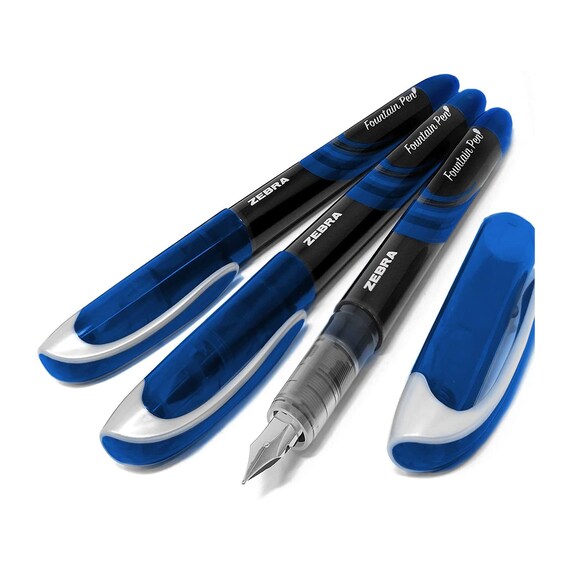 Zebra Fuente Disposable Fountain Pen Blue Ink Pack of 3 Etsy