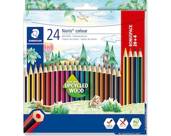 Staedtler 185 Noris 24 crayons de couleur | Couleurs assorties | Crayons à dessin pour enfants | 185C24P | WOPEX | Haute qualité