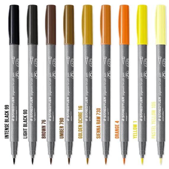 Staedtler Pigment Arts Pens - Intense Black, Assorted Tip, Set of 4