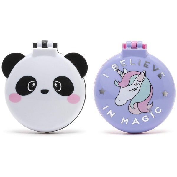 Legami 'Nice Hair' Hairbrush with Mirror | Panda or Unicorn Themed Hair Brush | Fun Mini Portable Handbag Brush | For Kids, Teens, Adults