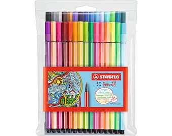 Premium Filzstift | STABILO Pen 68 | 30er Geldbörse | farblich sortiert | Schule Überarbeitung Briefpapier Coloring Art Briefpapier