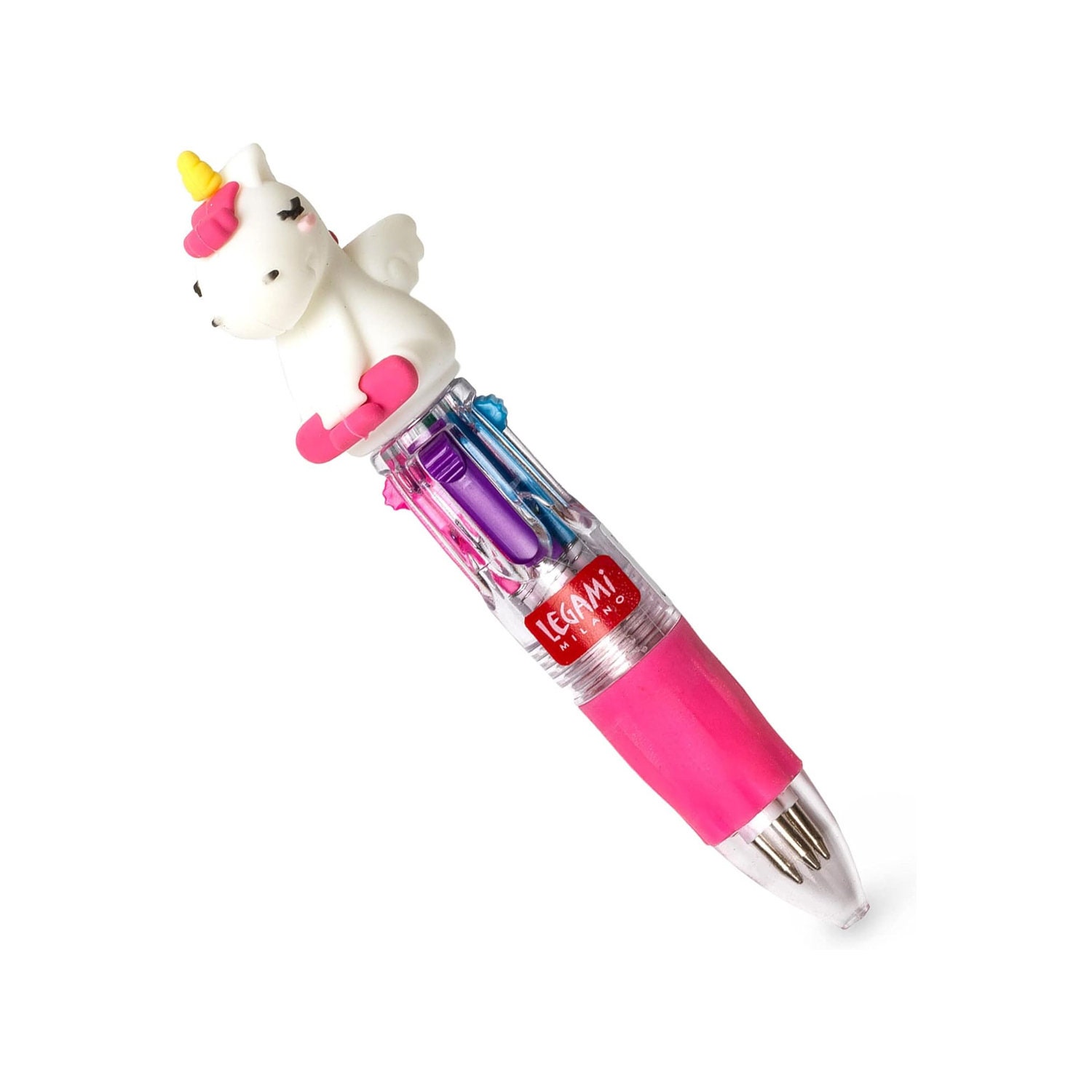 Legami Mini Ball Pen 4 Colour Ballpoint 2.2 X 10cm Green, Light Blue,  Purple & Pink Ink 1mm Tip Nib Fun Cute Stationery 