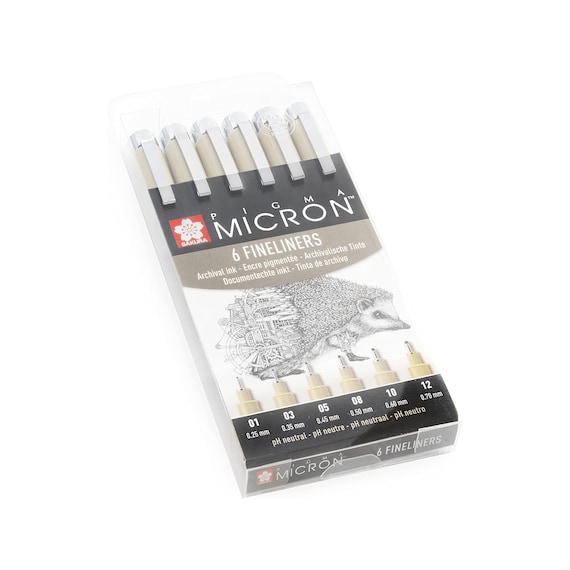 Sakura Pigma Micron Pens - Grays and Black, Set of 10
