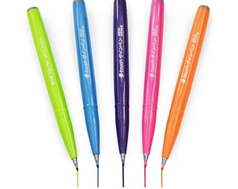 Pentel Brush Sign Pen SES15C - Brush Nib - Fibre Tip - Tropical Set of 5