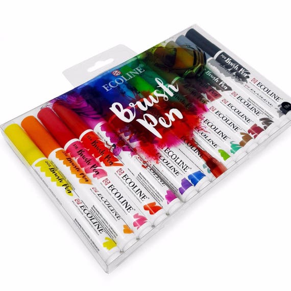 Set of 15 Royal Talens Ecoline Liquid Watercolour Drawing Painting Brush  Pens 