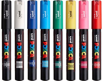 Posca - Ultra Fine to Fine Paint Marker Pens Set - PC-1MR, PC-1M, PC-3M -  White Ink - Pack of 3