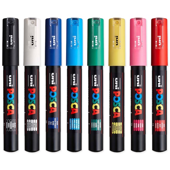 POSCA White - Full Set of 7 Pens (PC-17K, PC-8K, PC-5M, PC-3M, PC-1M,  PC-1MR, PCF-350)