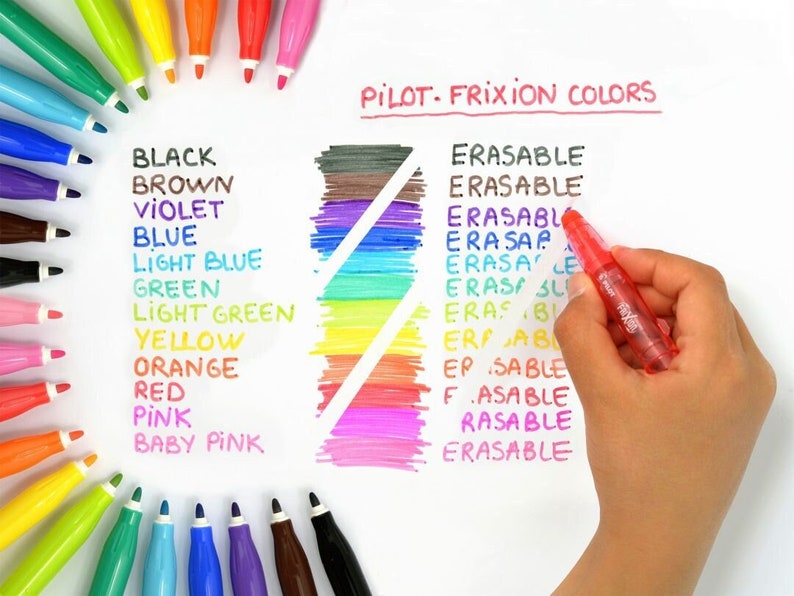 Pilot FriXion Colors Erasable Felt Tip Marker Pens Medium Tip Assorted Colours Temporary Fabric Fibre Tip Markers Fun Stationery image 1