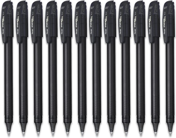 Pentel Energel Penna Roller / Penna ECO riciclata al 96% / Inchiostro nero  e blu / Confezioni da 6 e 12 / BL417R / Penna da lavoro per ufficio,  cancelleria -  Italia