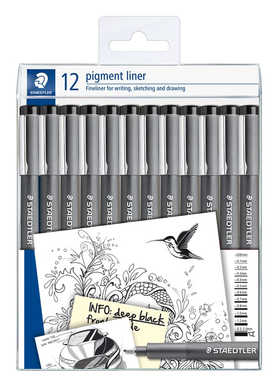 STA Pigment Fine Liner Pen Graphic & Brush Pen Black Fineliner