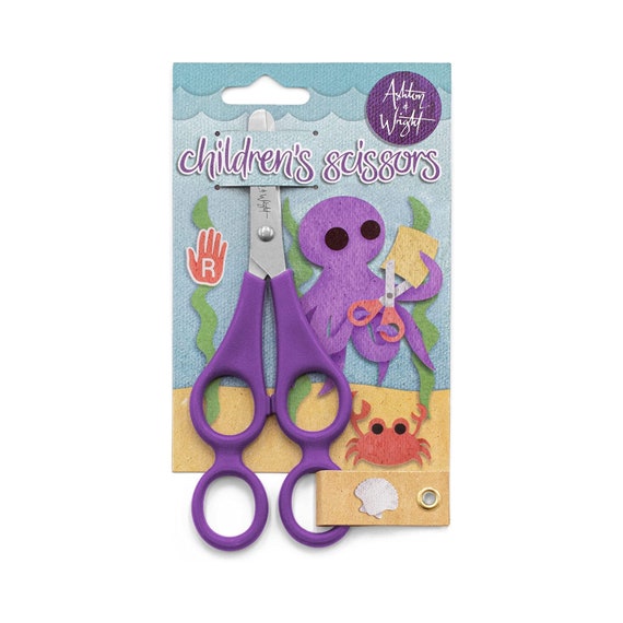 Ashton and Wright Children's Double Hole Training Scissors Purple  Right-handed Kid's Crafts Kid's Stationery Single Pair 