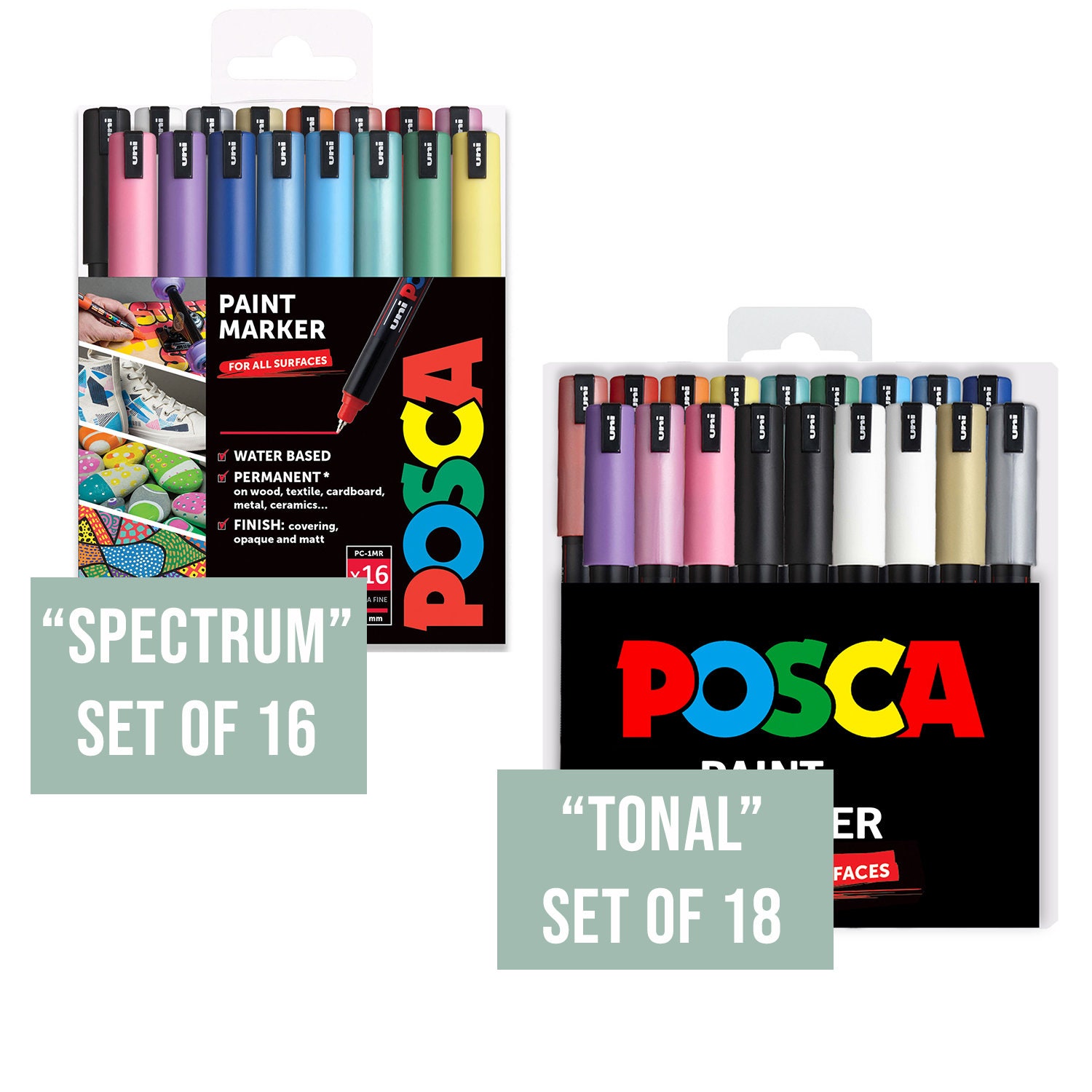 Posca PC-1MR Paint Art Marker 18 Pen Set - Plastic Wallet - Extra  Black+White