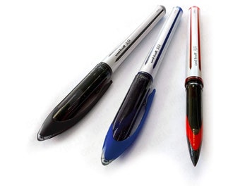 Uni-Ball AIR - 0.7mm Medium Rollerball - 3 Pack - Black, Blue, and Red - UBA-188-L - Stationery Office Work Pen Set - Assorted Colours