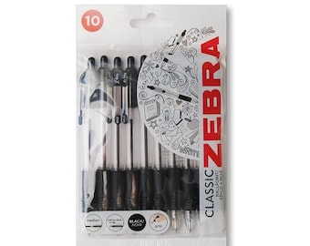 Zebra Z-Grip Kugelschreiber Versenkbare Klickstifte - Schwarz - Packung mit 10