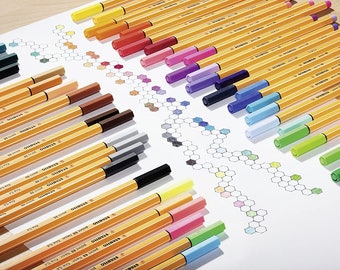 Fineliner | STABILO point 88 | Tin of 50 Pens | 47 Assorted Colours | Ideal for School, College, Calligraphy, Scrapbooking, Journaling