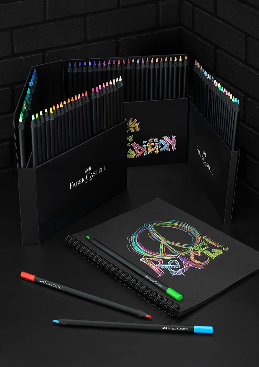 Faber-Castell Lápices de colores Black Edition, 50 unidades, madera negra y  núcleo súper suave, lápices de colores artísticos para colorear adultos