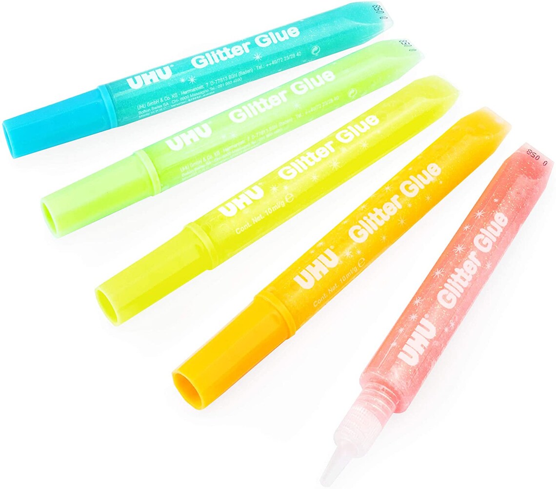 UHU Glow Glitter Glue Glow in the Dark 10ml Tubes 5 Etsy UK