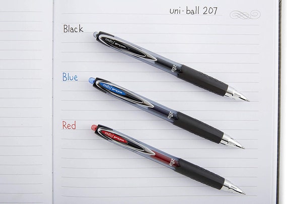 uniball 207 Plus+ Retractable Gel Pen, Medium Point, 0.7 mm, Blue Ink, 12  Count 