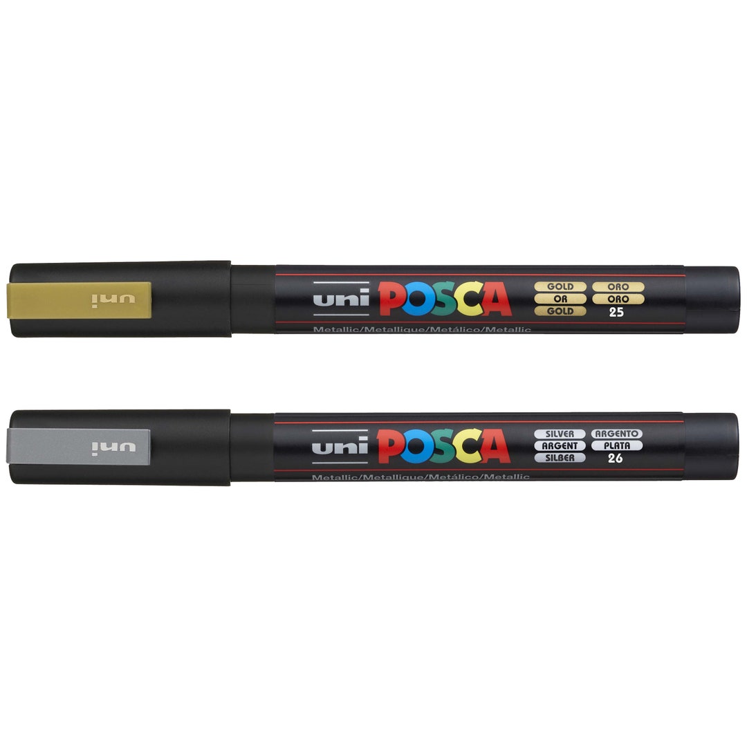 Stylos Marqueurs Métalliques ELENTGE - Lot De 12 Dorés à Pointe Fine - Pour Papier Noir, Verre, Art