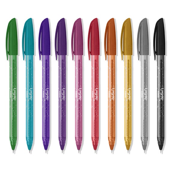 Penne gel glitterate / Zebra Z-Grip Doodler'z / Pennino audace da 1,0 mm /  Colori glitter assortiti / Set di 10 / Penne scintillanti / Calligrafia,  Scrapbooking -  Italia