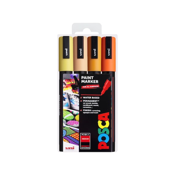 POSCA Fine PC-3M Art Paint Marker Pens Gift Set of 4 Sunrise Tones Drawing  Drafting Poster Markers Canvas, Wood, Plastic, Paper -  Norway