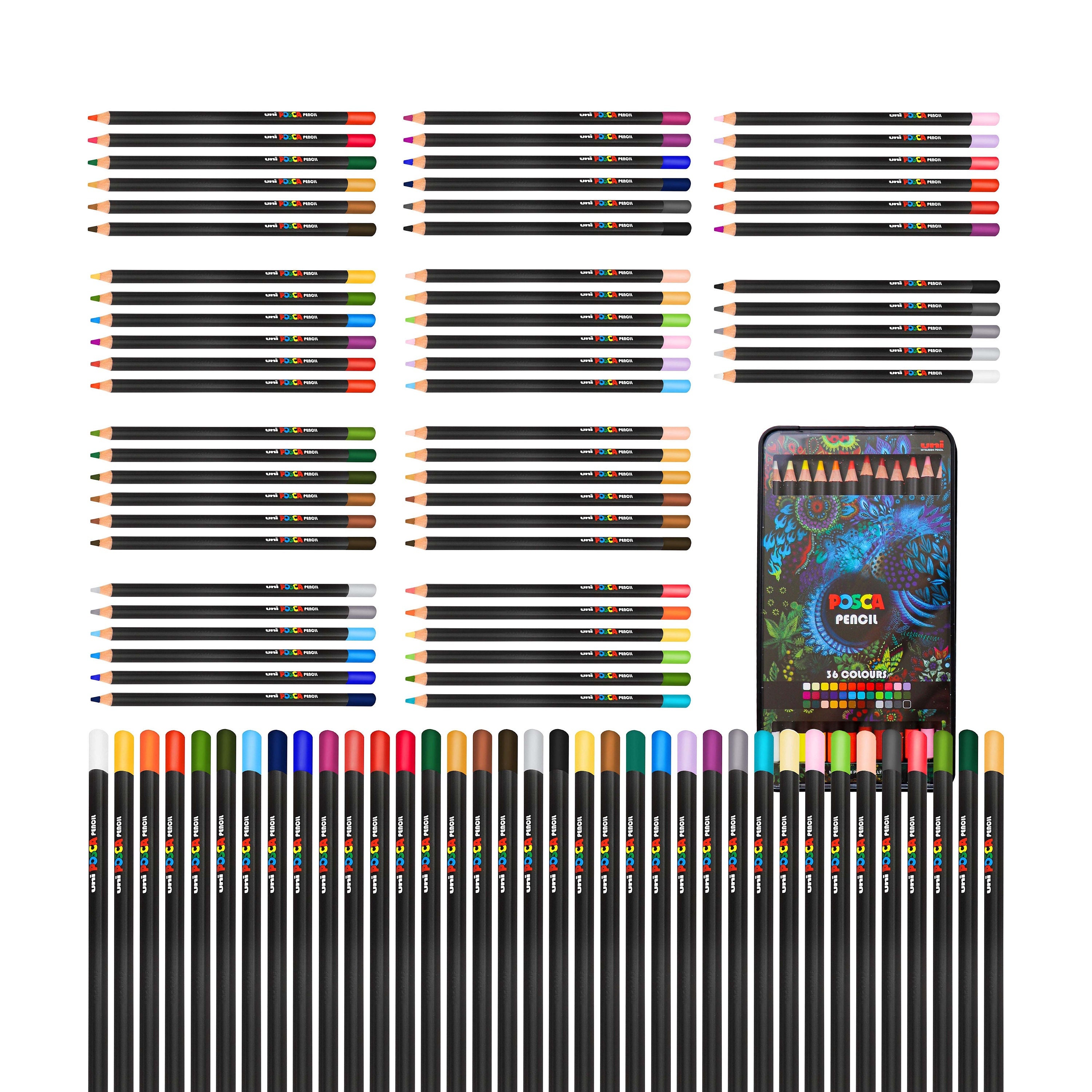 Uni POSCA Pencil - Oil Colouring Pencil - KPE-200 - 1 of Each Colour - 36  Set