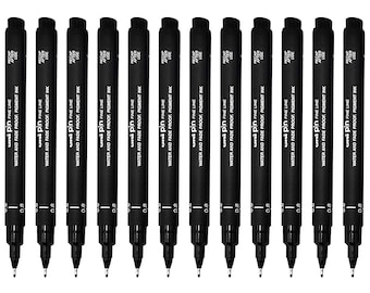 Uni Pin Fine Line Pens 12 Set, Black