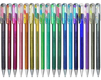 Pentel Dual Metallic Gel Pens - Sparkly Glitter Metallic Pens - Calligraphy Drawing Drafting - Art Design & Crafts - Silver, Gold and More