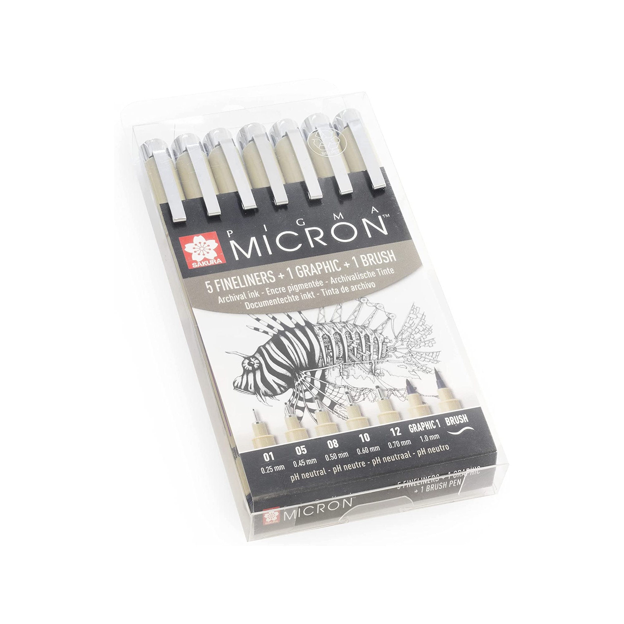 Sakura Pigma Micron 08 - Pigment Fineliners - 0.5mm - Black [Pack of 3]
