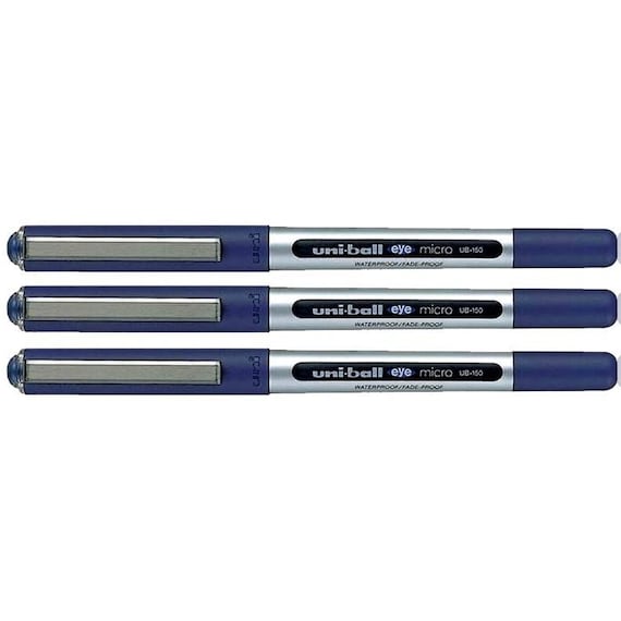Uni-ball Eye UB-150 Blue Micro 0.5mm Tip Rollerball Pen Pack of 3 