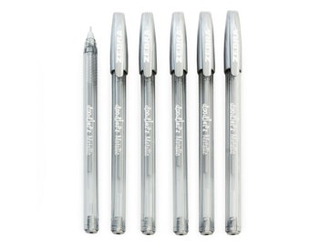 Zebra Doodler'z Metallic Stick Ballpoint Pen - 1.0mm - Silver Ink - Pack of 6