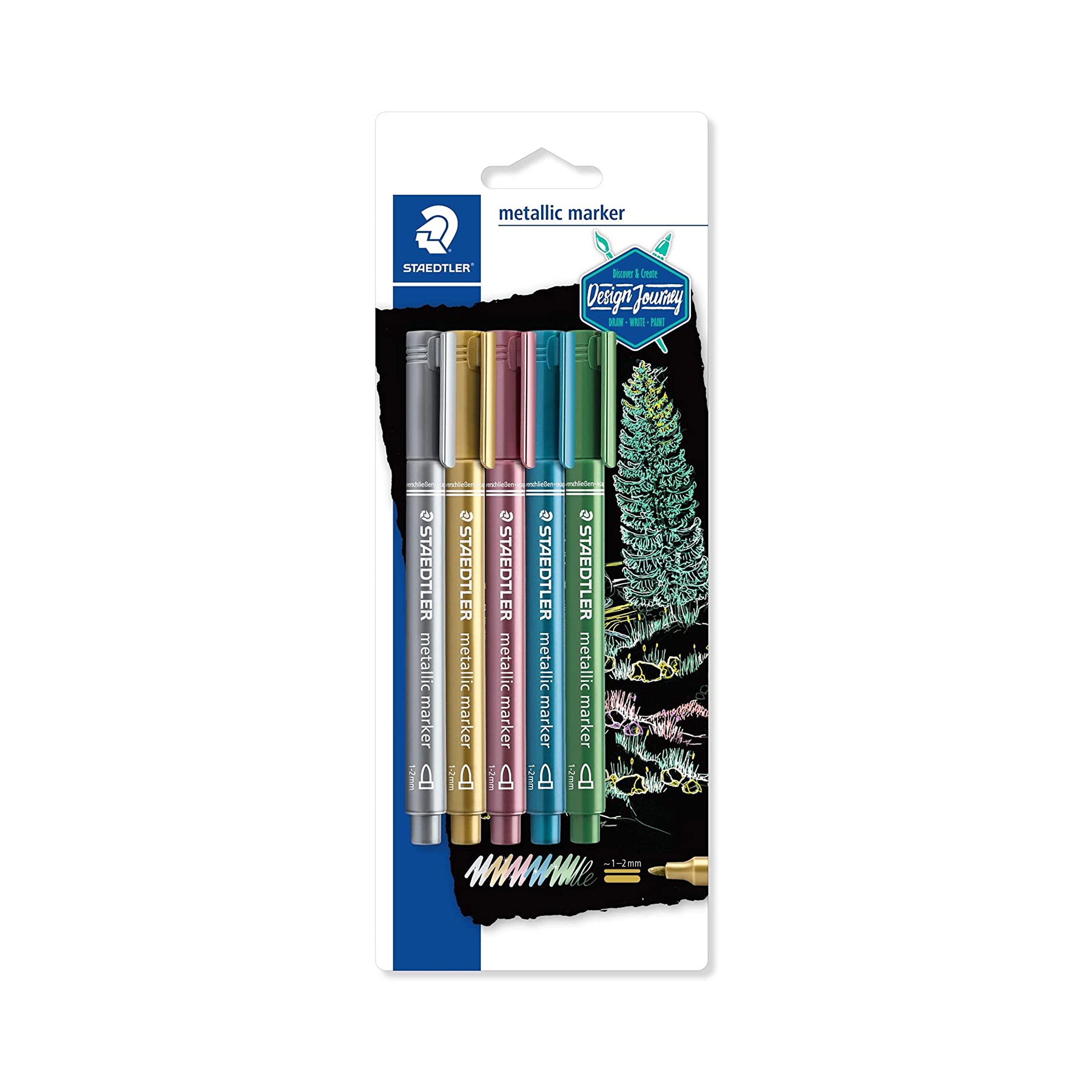 STAEDTLER Metallic Calligraphy Markers - Assorted Colours (Wallet