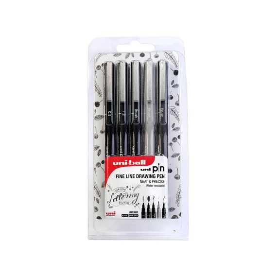 UNI Fine Line Pen Technical Drawing Pens / Art Pen Set of 6 