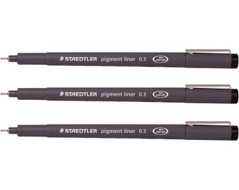 Staedtler 0.3 mm Pigment Liner Fineliner - Sketching - Drawing - Drafting Pens - Black - Pack of 3