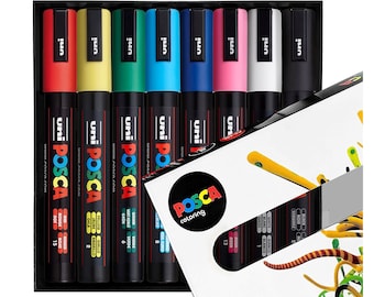 POSCA | Medium PC-5M Art Paint Marker Stifte | Klassisches Geschenkset von 8 | Zeichnung Ausarbeitung Poster Färbung Färbung Marker | Glas, Leinwand etc
