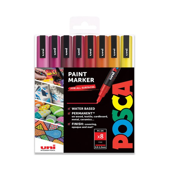 Uni-Ball Posca Marker Pen Pc-3m - Black - 3 Pack Of Pens