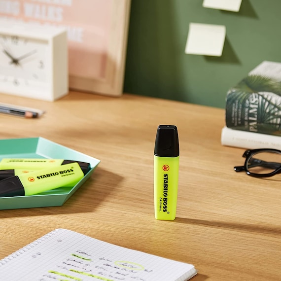 STABILO BOSS Original Pastel Highlighter Marker Pens – Pack of 10 – Yellow