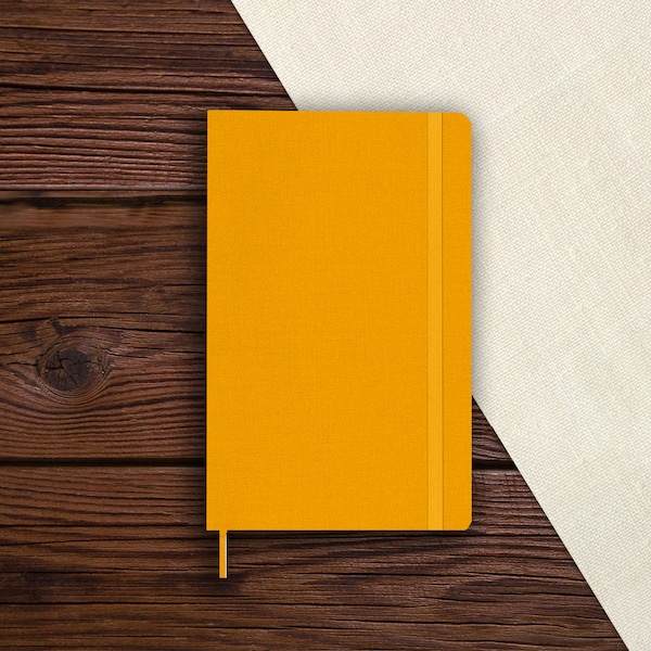 Moleskine Classic Ruled Plain Paper Notebook, Pocket/Large/X Large Silk Hard Cover and Elastic Closure - Orange Yellow/Hay Yellow