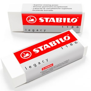 Eraser STABILO Legacy White Eraser Rubber PVC Pack of 5 Perfect for Revision, Classroom, School, College, Work, Office Stationery image 2