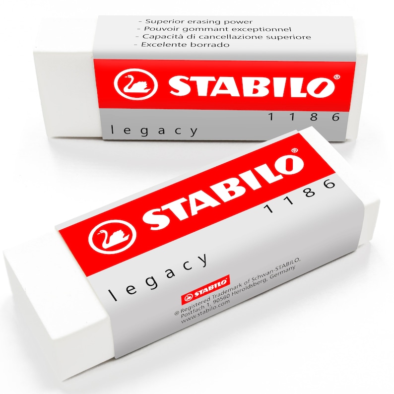 Eraser STABILO Legacy White Eraser Rubber PVC Pack of 5 Perfect for Revision, Classroom, School, College, Work, Office Stationery image 2