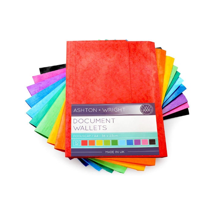 Ashton and Wright Document Wallets Foolscap A4 Assorted Colours