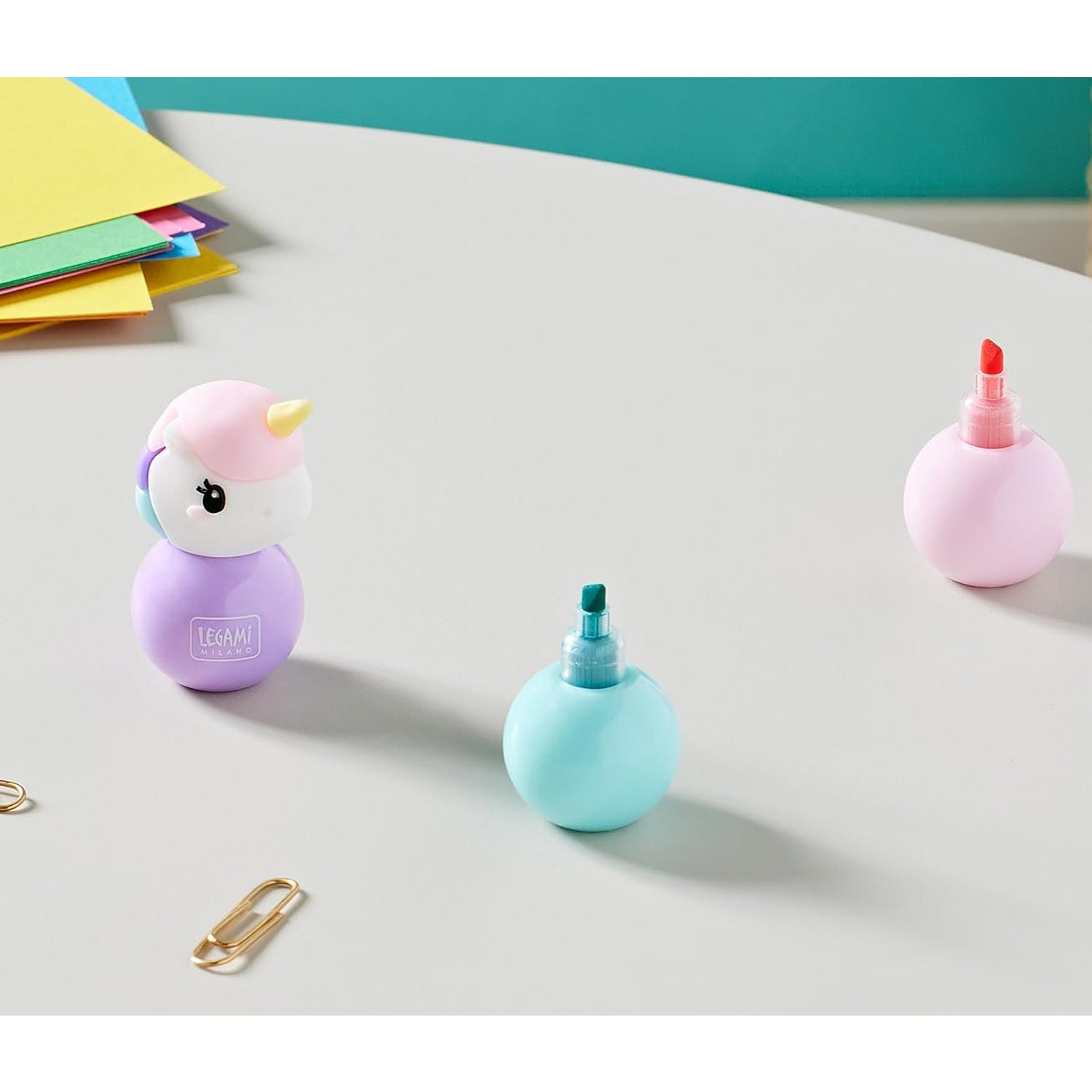 Legami 3-in-1 Unicorn Highlighters 3 Colours Cute Quirky Office School  Stationery Mini Highlighters Perfect for Pencil Case 