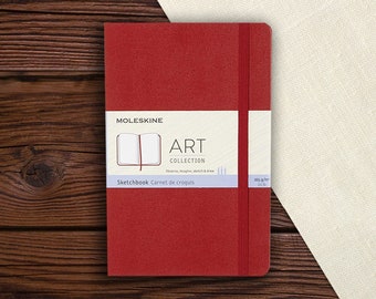 Moleskine Carnet de croquis artistique de taille moyenne, carnet de croquis pour dessins, couverture rigide, couleur rouge écarlate, 88 pages, ivoire