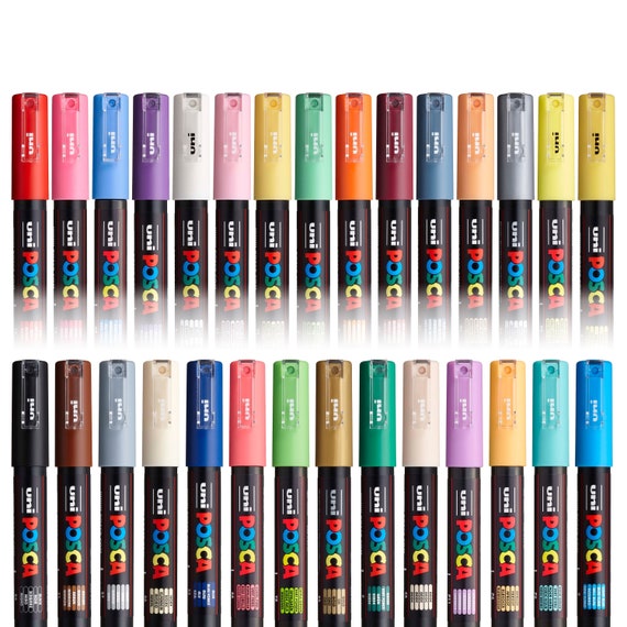 POSCA Extra Fine PC-1M Art Paint Marker Pens Drawing Drafting Poster  Coloring Markers All Colours Metal Fabric Glass Stone Canvas 