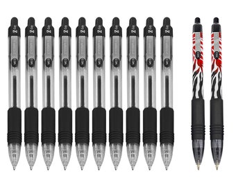 Zebra Z-Grip Retractable Ballpoint Pen - Black Ink - Pack of 10 + 2 Red Flame