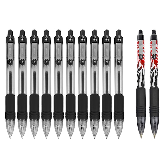 Black Ink 1.2mm Zebra Classic Z-Grip Flight Ballpoint Pens Pack of 10 