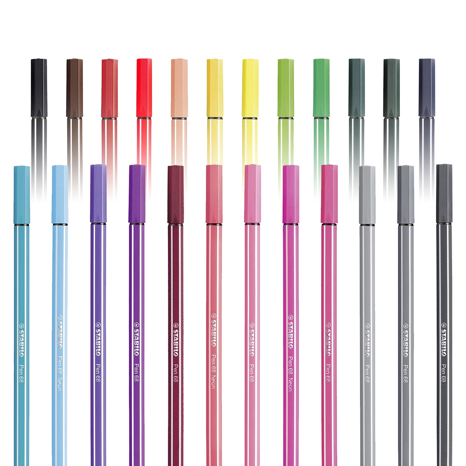 STABILO Pen 68 Fibre Tip Brush Pen - ARTY - Wallet of 10 - Assorted Colours