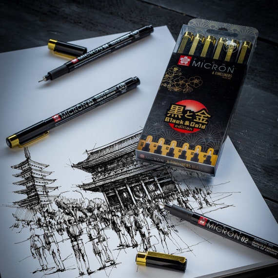 Sakura Pigma Micron (005, 01, 02, 03, 05, 08) Pen 6 Set Black